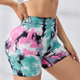 Women's Shorts Women Tie Dyed Sexy Tight Seamless Biker Booty Elastic High Waisted Push Up Mini Short Pants Outdoor Cycling Mujer