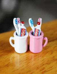 Dollhouse Miniature Mini Cup Toothpaste Toothbrush Barbies Pullip DIY Doll House Furniture Accessories Toy2865740