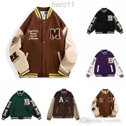 2023 Designer 3XL Mens Baseball Jackets Varsity Spring Winter Streetwear Fashion Loose Splicing Threaded Cuffs Coat Plus Size 40ZY