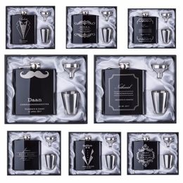 Groomsman gift Personalised Engraved 6OZ Hip Flask 188 Stainless Steel With White Black Box Gift Wedding Favours 240122