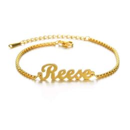 Bracelets Personalized Name Bracelet 18K gold plated Stainless Steel Chain Custom Bracelet&Bangle Handmade Men Jewelry For Women Baby Gift