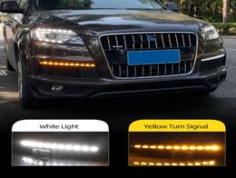 2Pcs LED DRL For Q7 2010 2011 2012 2013 2014 2015 Dynamic Yellow Turn Signal Daytime Running Light Fog Lamp6472569