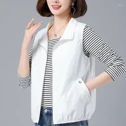 Women's Vests Women Sleeveless Jacket Zipper Vest Lined Solid Korean Fashion Coats Casual Loose Tops Waistcoat