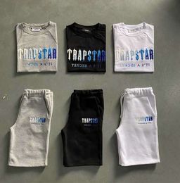 Men's Trapstar T Shirt Set Letter Embroidered Tracksuit Short Sleeve Plush ShortsMotion current 481