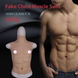 Costume Accessories Fake Men Chest Crossdresser Muscle Suit Ho Silicone Belly Artificial Simulation Abs for Transgender Cosplay Male Pecto