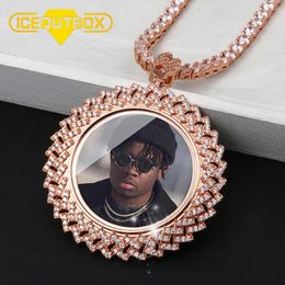 Necklaces New Arrival Custom Photo Memory Medallions Pendant Necklace For Men's Hip Hop AAA Crystal Personalised Cubic Zircon Dropshipping