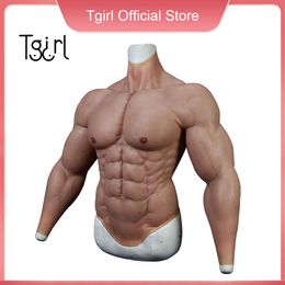 Costume Accessories Men Fake Suit with 8 Abs Ho Silicon Muscle Men's Chest Bodysuit for Crossdresser Transgender Cosplay