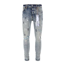 Jeans da uomo viola Jeans casual slim fit verniciati nuovissimi alla moda con foro anti invecchiamento
