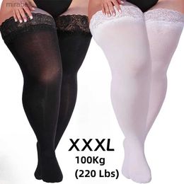 Socks Hosiery Women Plus Size Fat Sexy Stockings Lace Top Silicon Strap Anti-skid Thigh Lace Stockings Female Erotic Gift Nightclub Stockings YQ240122