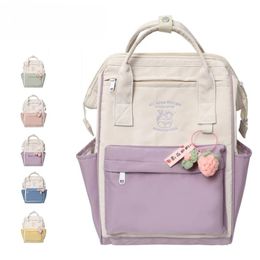 Bags Largecapacity Junior High School Student Schoolbag Color Matching Simple Waterproof Backpack Leisure Travel Storage Bag