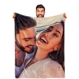 Dayofshe personalizado casais foto namorada namorado, cobertores personalizados cobertor de flanela para presente de aniversário do namorado