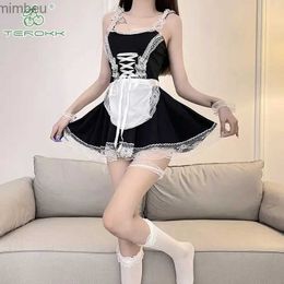 Sexy Set Sexy Women Lingerie Lace Maid Cosplay Comes Set Nightclub Underwear Temptation Uniform Women Exotic Lingerie Cosplay ComesL240122