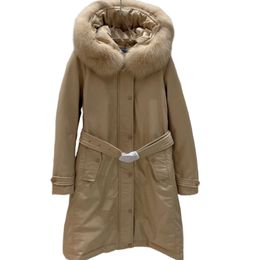 womens coat Autumn/Winter New Counter Same Style Fashion Casual Loose Edition Hooded Large Fur Neck Mid length Down Coat for Womens