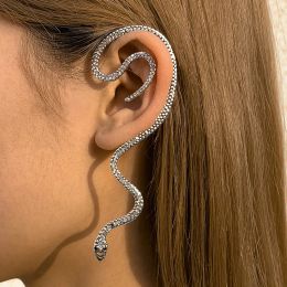 Vintage Punk Snake Cuff 14k Gold Earrings for Women Simple Gold Silver Colour Hip Hop Without Piercing Earring Jewellery