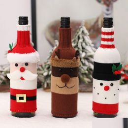 Christmas Decorations 2022 Bottle Set Decorated With Cartoon Knitted Old Man Snowman Wine Festive Restaurant Layout Drop Delivery Home Dhtsp