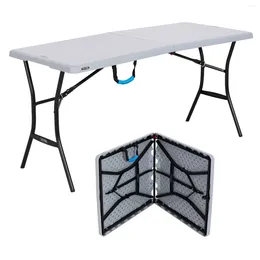Camp Furniture 5 Foot Rectangle Fold-in-Half Table Indoor/Outdoor Essential Grey 60.3" X 25.5" (80861)