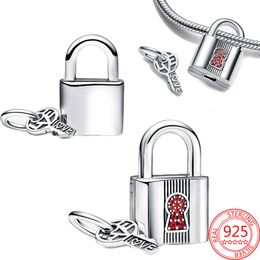 Authentic Gold Padlock And Key Charm Sterling Fit Bracelet Sier Original Charms For Jewellery Making