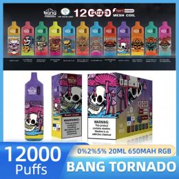 Original Bang Tornado 12k Puff vape 12k Disposable Vape Pen Mesh Coil Electronic Cigarettes LED Lights 0% 2% 3% 5% 12 Flavors 20ML 650mah undechable vs randm tornado 12K