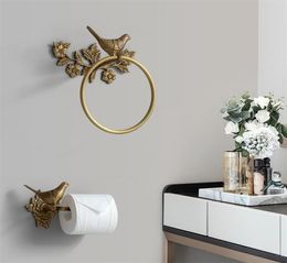 Carved Toilet Paper Holder Creative Towel Bar 18 Inch Antique Brass 3pcs Bath Towel Set Bird Towel Ring Bathroom Accessories T20047428059