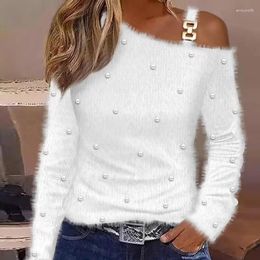 Women's Sweaters Autumn Winter Sweater Top Women Sexy Solid Color Off-Shoulder Long Sleeve Slash Neck Pullover