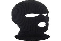 Full Face Cover Mask Three 3 Hole Balaclava Knit Hat Winter Stretch Snow Mask Beanie Hat Cap New Black Warm Face Masks4457399