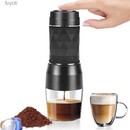 Coffee Makers 3 in1 Portable Capsule Coffee Machine Espresso Maker Hand Pressure Coffee Pot Capsule Ground Coffee Brewer for Travel Picnic Use YQ240122