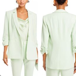 Summer Mint Green Women Pants Suits 3 Pieces Mother Of Bride Blazer Tuxedos Custom Made Fashion Show Wear