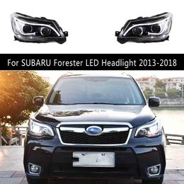 Car Styling DRL Daytime Running Light Streamer Turn Signal Front Lamp For SUBARU Forester LED Headlight Assembly 13-18 Auto Parts