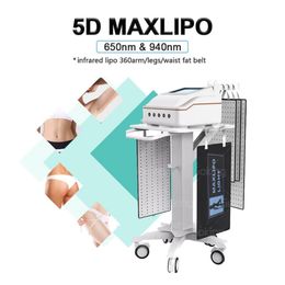New 5D Maxlipo Red Laser Light Lipolaser Machine 650Nm 940Nm Fat Burning Loss Weight Cellulite Removal Pain Therapy Equipment With 5 Pads344