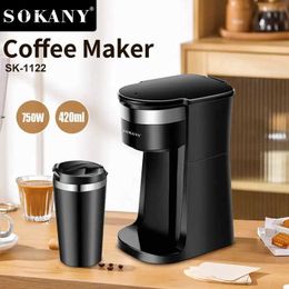 Coffee Makers New 420ML Coffee Maker 750W Compact Coffee Machine with Reusable Filter Warming Plate and Coffee Pot for Home and Office YQ240122