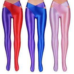 Capris 2022 Satin Glossy Sexy Leggings Trousers Glitter Stockings Japanese Fulllength Pants High Waist Tights Women Shiny Jeggings