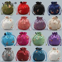 Display 140x120mm Satin Drawstring Chinese Silk Brocade Pouches Bag Damask Jewelry Packing Pouch Christmas Gift Bag Embroidered 10pc/Lot