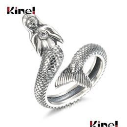 Rings Kinel Trendy 100% 925 Sterling Sier Animal Collection Mermaid Family Finger For Women Jewellery Gift 211217 Drop Delivery Ring Dhlvk