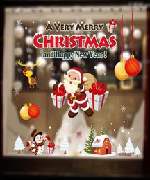 Wall Stickers Removable Window Sticker Christmas Decoration Interior Shopwindow Decals Santa Elk Kids Room Year7522684