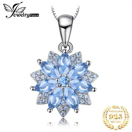 Pendants JewelryPalace Flower 1.2ct Created Blue Spinel 925 Sterling Silver Pendant Necklace For Woman Fashion Gift No Chain Arrival