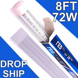 LED Shop Light Fixture, 8FT 72W 6500K Cold White, 8 Foot T8 Integrated LED Tube Lights, Plug in Warehouse Garage Lighting, V Shape, High Output, Linkable usastock