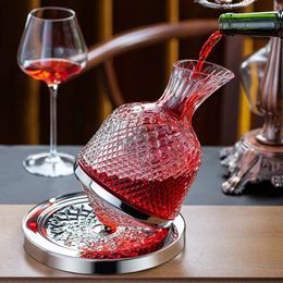 360 Rotating Wine Decanter 1500ml Lead Free Clear Crystal Glass Aerator Creative Gifts for Lovers Home Bar Decoration 240122