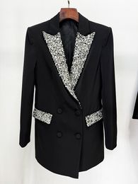 1103 XXL 2024 Spring Autumn Milan Runway Coat Jackets Long Sleeve Black Lapel Neck High Quality Button Fashion Womens Clothes oulaidi