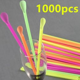 1000Pcs plastic Straws Drinking Straw Spoon Bar Pub Slush For Birthday Celebration Party Supplies 240122