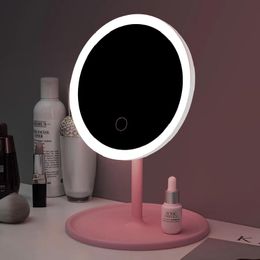 Mirrors Led Light Makeup Mirror Storage Led Face Mirror Adjustable Touch Dimmer Usb Led Vanity Mirror Table Desk Ladies Cosmetic Mirror