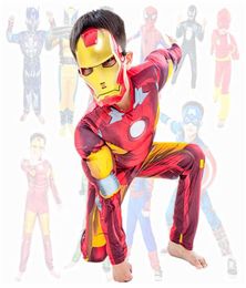 412Y Kids Iron Ma Spider Boy Superhero Muscle Costume Child Halloween Cosplay Suit Glove Gift Q09105288618