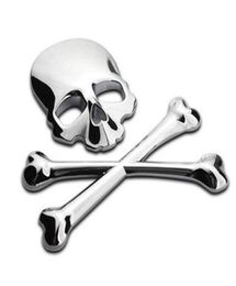 Metal 3D Skull Car Motorcycle Stickers Skulls Skeleton Crossbones Emblem Badge Decal Car Styling Stickers Accessories8237515