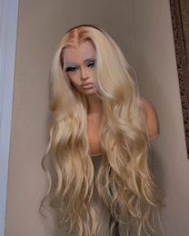Transparent 613 HD Lace Frontal Wig Glueless Bleached Wig Blonde Color Brazilian Body Wave HD Lace Front Human Hair Wigs