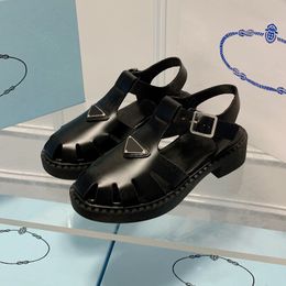 Sandálias de grife malha feminino latforform sandal couro pilota