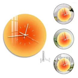 Wall Clocks Three-dimensional Gradient Sunset Table Hanging Dual-purpose Acrylic Clock Round Desktop Ornaments Indoor Bedroom Office