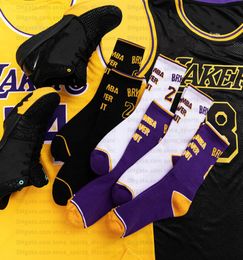 Lakers purple gold Colour matching basketball socks comfortable pure cotton breathable sports socks 4046size whole support7352221