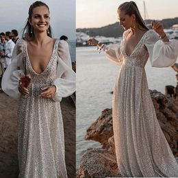 Country A Line Wedding Dresses Sexy Lace Appliques Crystal Beads Bridal Gowns Sweep Train Corset Back Plus Size Vestido de Noiva 01