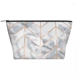 Cosmetic Bags Herringbone Rose Gold Gilt Trapezoidal Portable Makeup Daily Storage Bag Case For Travel Toiletry Jewellery