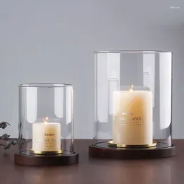 Candle Holders Transparent Glass Round Rustic Romantic Wedding Table Decor Holder Mould Porta Velas Restaurant Accessories