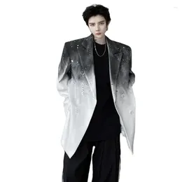 Men's Suits Men Blazers Gradient Color Casual Korean Fashion Splash Ink Male Suit Jackets Niche Design Autumn 2024